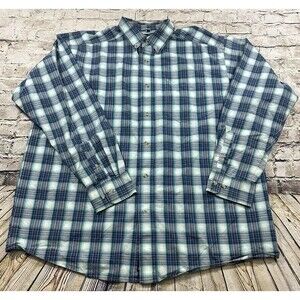 ARIAT Pro Series Shirt Men’s XL Blue Vented  Long Sleeve Button Down Plaid ‎ EUC